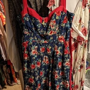 Floral Navy and Red Dress
